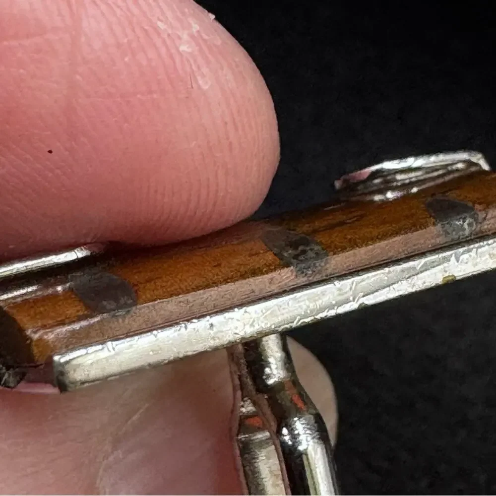 Swank Cufflinks Rosewood with Silver Toned Inlay Art Deco